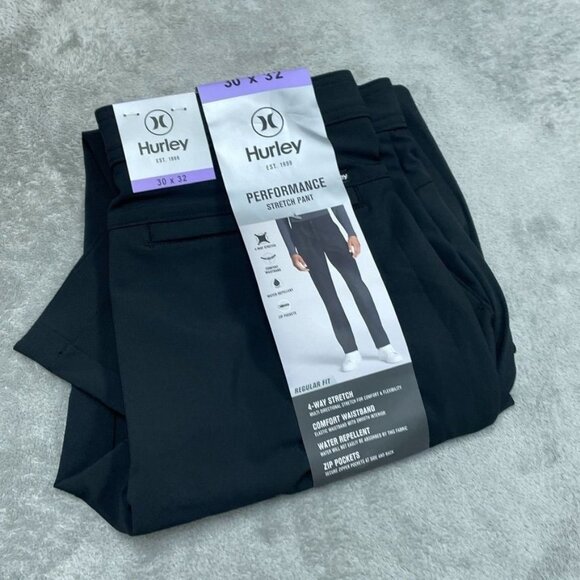 Hurley Performance Stretch Pant 30x32 Black Regular Fit Water Repellent a0635 - Picture 1 of 5